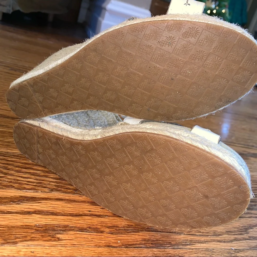 Tommy Bahama Riviera Leather Jute Wrapped Wedge Espadrilles size 7.5